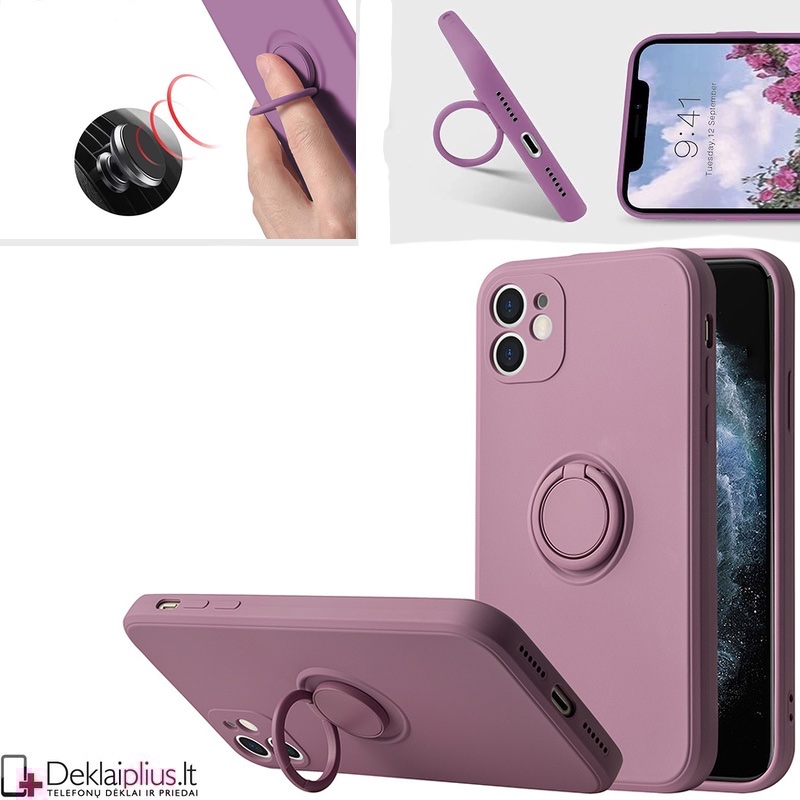 Vennus švelnaus silikono dėklas su žiedu - violetinis (telefonui Apple Iphone 13 Mini) Vennus švelnaus silikono dėklas su žiedu - violetinis (telefonui Apple Iphone 13 Mini)